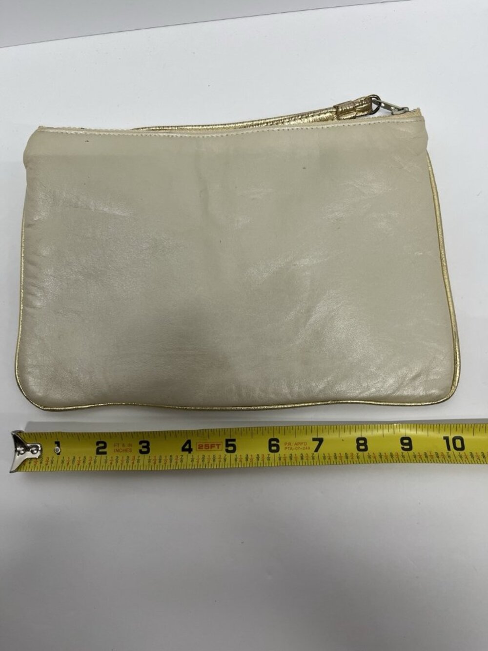 Ruth Saltz Bone Neutral Leather Handbag Vintage Purse Bag Flower - Picture 4 of 7
